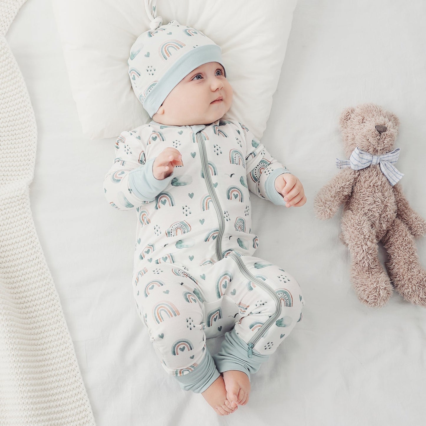 Lenygose Bamboo Baby Pajamas Convertible Zipper Footie Pajamas Romper