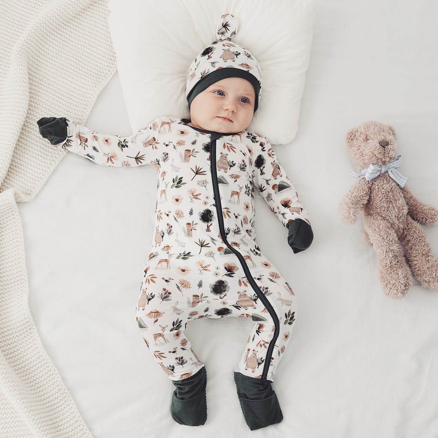 Bamboo Baby Pajamas Convertible Zipper Footie Pajamas Romper