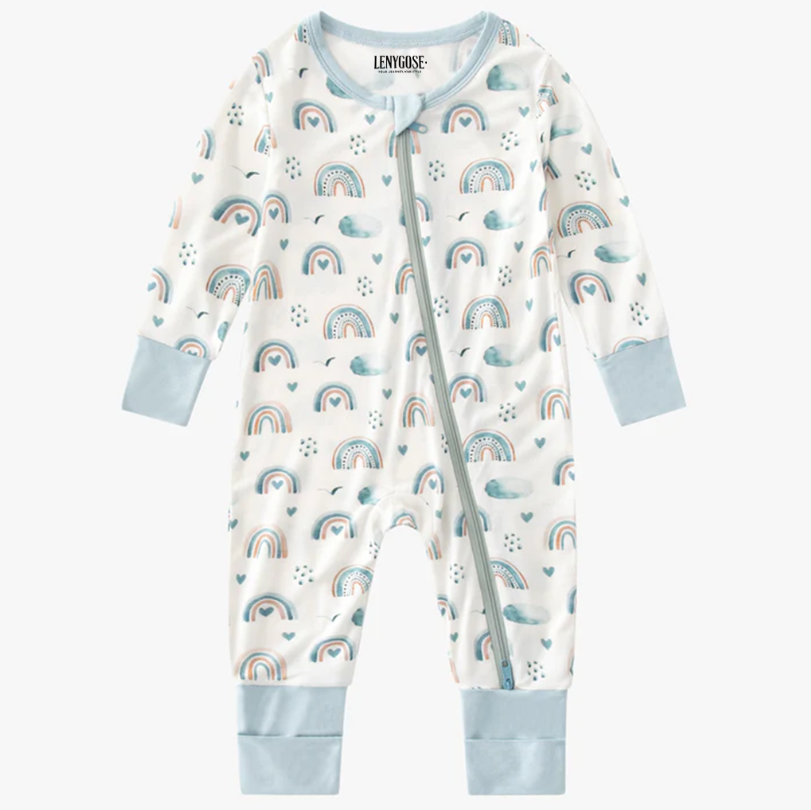 Lenygose Bamboo Baby Pajamas Convertible Zipper Footie Pajamas Romper
