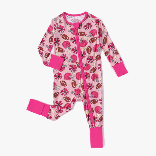 Baby Bamboo Pajamas Convertible Zipper Footie Pajamas Romper Rugby Print