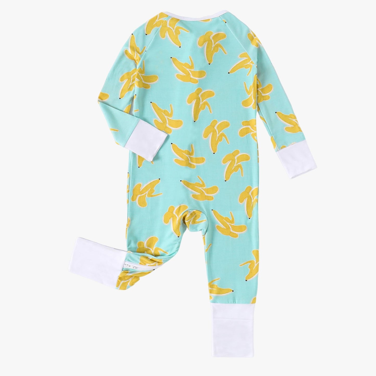 Baby Bamboo Pajamas Convertible Zipper Footie Pajamas Romper Banana Print